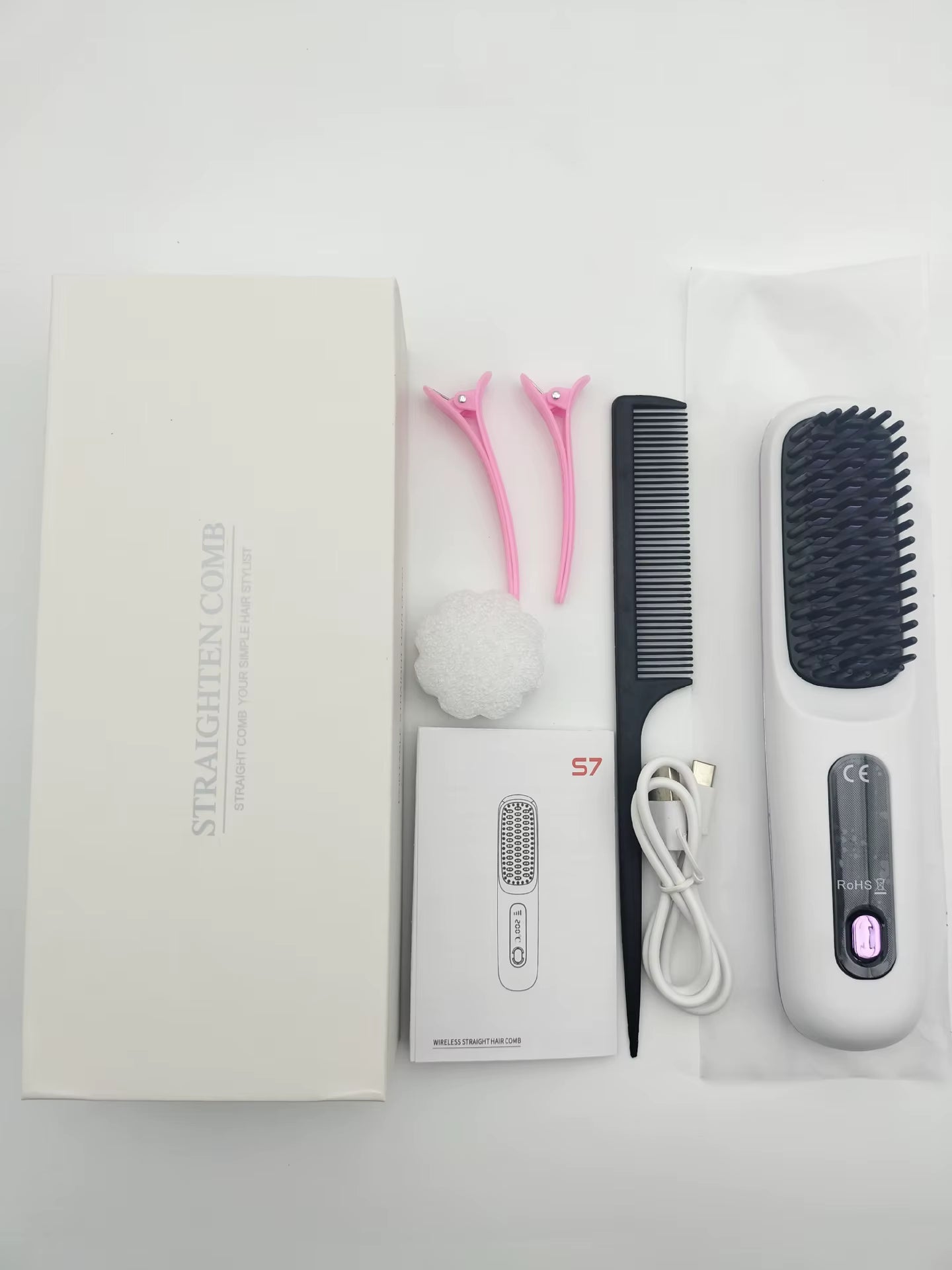 Upgrade Portable Straightener Brushs for Travel with LCD Temperature Display Fast Heating Cordless Mini Hair Brushs for Women