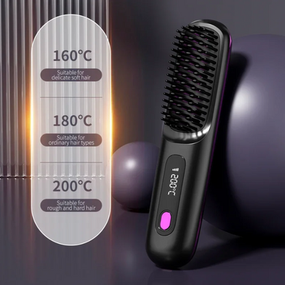 Cepillo Alisador Portátil Inalámbrico con Pantalla LCD